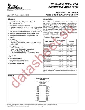 CD74HC86MT datasheet  